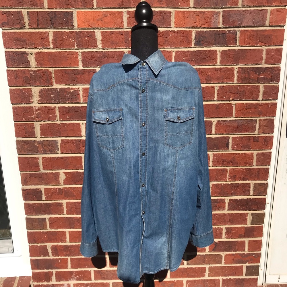 Denim long sleeve button up shirt